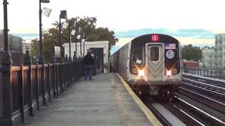 MTA Subways - Kawasaki R160B #9123 on the (Q) at 36th Avenue (2016 Video)