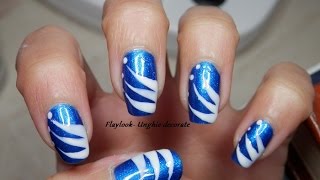 Video tutorial #81 nail art blu elettrico con foglie bianche - By Flaylook