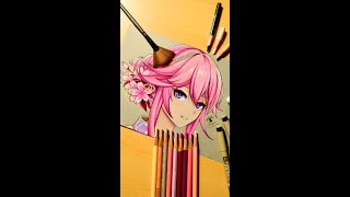 Drawing Yae Sakura with colored pencils #anime #art #shorts  [293]