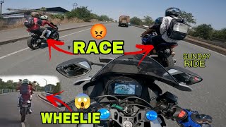 Sunday special Ride💥 || Race lag Gayi dono R15V3 se || wheelie se Girte Girte Bacha || Top End 150+😱