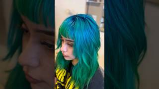 HUGE HAIR COLOR TRANSFORMATION. The little mermaid hair 🧜🏻‍♀️ Blue aqua green hair color