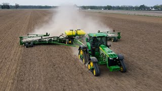 John Deere 8RX Planting Soybeans