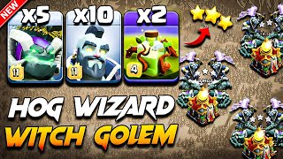 TH16 WITCH GOLEM & HOG WIZARD Attack With OVERGROWTH (Clash Of Clans) | Best Th16 Attack Strategy