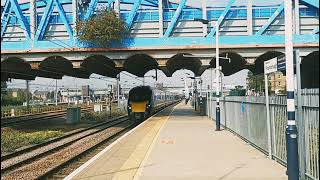 180102 departing Peterborough Station platform 1 to London King's Cross.