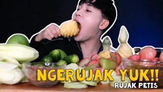 Mukbang Rujak Petis Mangga Muda Jambu air Nanas Mangga muda donat Ketimun Seger banget!! Eating show