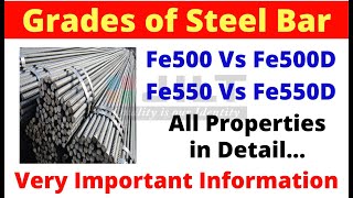 Grades of Steel Bar - All Properties- Fe500, Fe500D and Difference.