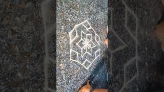 Simple colour kolam for margazhi / flower pongal rangoli with 9x5 dots / sankranthi muggulu