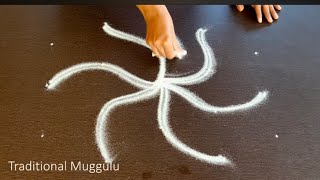 Easy & Beautiful double stroke rangoli #kolangal #kolamdesigns #kolam #muggulu #traditionalmuggulu