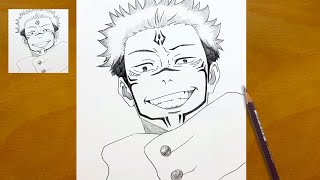 Anime Sketch | How to Draw Sukuna from Jujutsu Kaisen - Step-by-Step Sketch Process