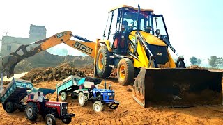 Jcb 3DX Eco Excellence Backhoe Loading Sand into 3 Massey Tractor with Trolley | Jcb and tractor