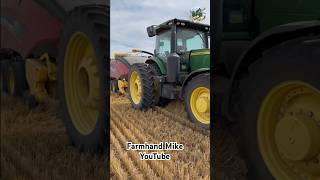 John Deere Tractors and New Holland balers baling wheat straw