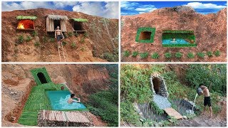 Build Underground House And Swimming Pool On The Cliff By Ancient Skill Full Video