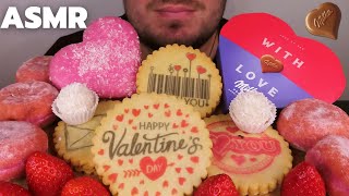 ASMR DESSERT MUKBANG | Milka Chocolate, Ferrero Raffaello, Valentines Cookies and Donuts