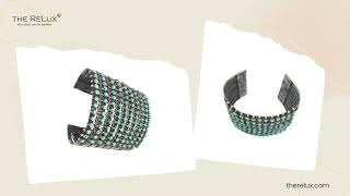 Zuni Sterling Silver 10 Row Snake Eyes Turquoise Cuff Bracelet | The Relux