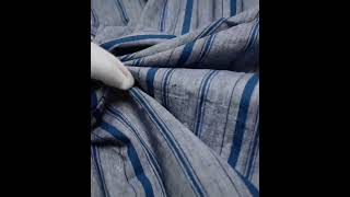 Stripe Grey & Teal Khadi Fabric - 128 GSM Handspun & Handwoven