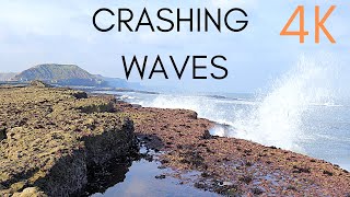 Crashing waves on rocks, gentle trickling waves, 3 hours, study/meditate/sleep