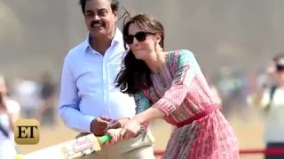 Kate Middleton Plays Cricket in Heels in India, Dazzles in Blue Beaded Gown