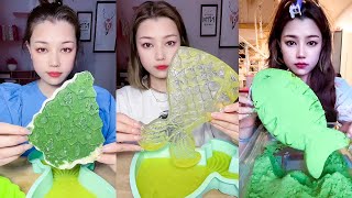 ASMR MUKBANG FISH, XMAS TREE MATCHA POWDER ICE EATING SOUNDS