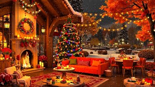 Beautiful Christmas Music 2025 ☃️ Stress-Free Winter Porch Vibes | Cozy Fireplace, Jazz & Snowfall