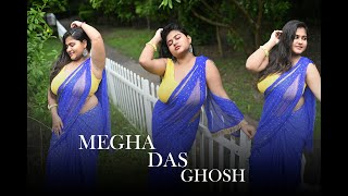 MEGHA DAS GHOSH IN BLUE CHIFFON SAREE VIDEO | OUTDOOR FASHION VIDEO | BONG SAREE BEAUTY