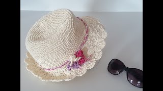 hasır şapka yapımı /kâğıt ip örgü şapka yapımı  hat making ( part 2 ) crochet summer hat #hat #şapka