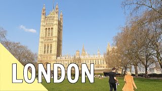 London Walk along the Thames River, Parliament, Vauxhall, Millbank Pier,