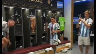 ARGENTINA DRESSING ROOM CELEBRATION AFTER WINNING THE WORLD CUP