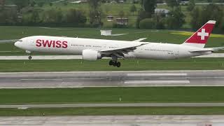 Swiss Boeing 777-3DE(ER) HB-JNJ landing at Zurich Airport