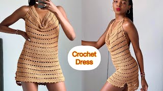 How To Crochet A Simple Cowl Neck Halter Dress