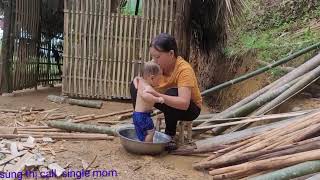 Build a bamboo house with your children- Single mother