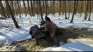 Quad Yamaha Grizzly w tarapatach zima!!! lód!!!