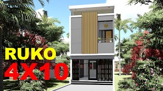 RUKO MINIMALIS UKURAN 4 X 10 MTR, LENGKAP DENGAN DENAHNYA