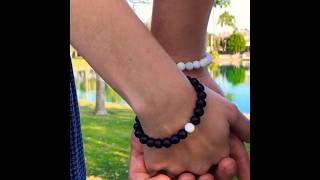 Парні браслети Hemst з кахолонгу та шунгіту (70001) |Distance bracelet | Love bracelet | Couple ❤️