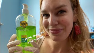 [ASMR] 🌴 Soothing your sunburn with latex gloves and aloe vera gel