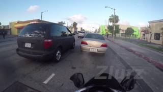 Motorcycle lane split ROAD RAGE TRIGGERED