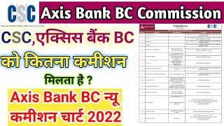 Axis Bank Csp Commission Chart 2022 || Axis Bank BC Commission Chart 2022 || CSC Axis Bank Bc  कमीशन