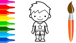 Dibuja y Colorea uno Niño 🧑🧑🏼👦🏾 | Dibujos Para Niños