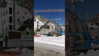 Cleaning the construction area in Switzerland after snowy days #youtubeshorts #shorts #short