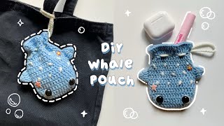 ♡ Crochet Whale Drawstring Pouch Tutorial | (Ocean) Bag Charm ♡