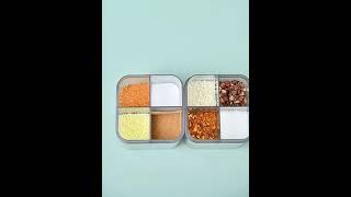 1PC Seasoning Box Plastic Transparent 4 Grid Pepper Spice Shaker Salt Seasoning Jar Condiment