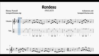 Rondeau Abdelazer Partitura y Tablatura Ukelele en Re Punteo