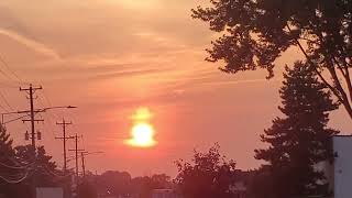 Strange sun anomaly 2nd orb above sunrise 9-16-22 @ 7:22 am Southeast Michigan