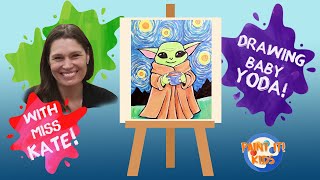 Drawing for Kids - How to Draw Baby Yoda Starry Night - art for kids - Cute drawings