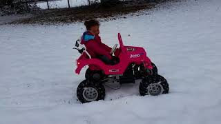 24v Modified Power Wheels Jeep in the snow