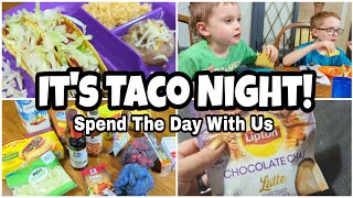 FULL DAY OF MEALS | Easy Taco Night | DAY IN THE LIFE | Cooking, Cleaning, Shopping & More!