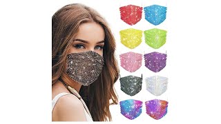 Nuanchu 10 Pieces Colorful Rhinestone Mesh Face Cover Crystal Masquerade Glittery Rhinestone Mesh M