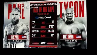 Mike Tyson vs Jake Paul highlights. tale of the tape. #tysonpaul