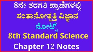 8ನೇ ತರಗತಿ ಪ್ರಾಣಿಗಳಲ್ಲಿ ಸಂತಾನೋತ್ಪತ್ತಿ ವಿಜ್ಞಾನ ನೋಟ್ಸ್‌ | 8th Standard Science Chapter 12 Notes✔️❤️