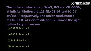 The molar conductance of NaCl, HCl and CH3COONa at infinite dilution are 126.45,426.16  and 91.0