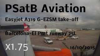 PSatB Easyjet A319 (G-EZGB) Take-off at Barcelona-El Prat